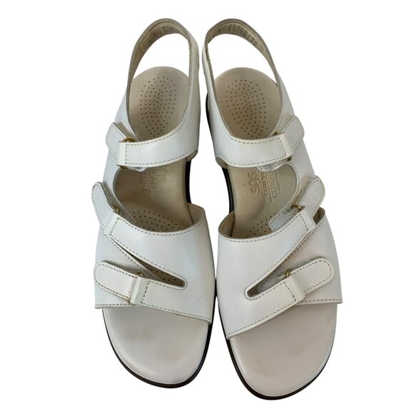 SAS Womens Tabby White Leather Adjustable Comfort Sandals Size 8N EUC M10097 - Picture 10 of 13